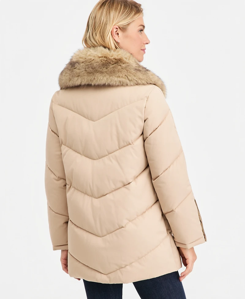 Dkny Women's Faux-Fur-Collar Puffer Coat