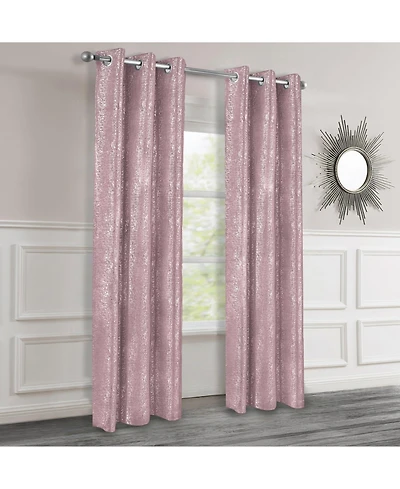Dainty Home 2-Pack Artisinal 100% Blackout Thermal Insulated Noise Reducing Metallic Grommet Curtain Panel Pair with 3D Lurex