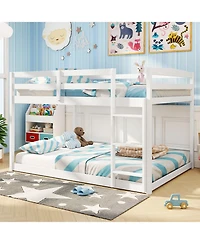 Slickblue Low to Ground Full Over Bunk Bed for Small Spaces Kids Bedroom