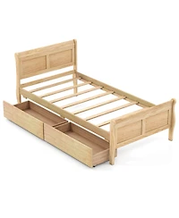Slickblue Wood Sleigh Bed with Storage Drawers, Platform Frame Underbed