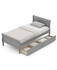 Slickblue Wood Sleigh Bed with Storage Drawers, Platform Frame Underbed