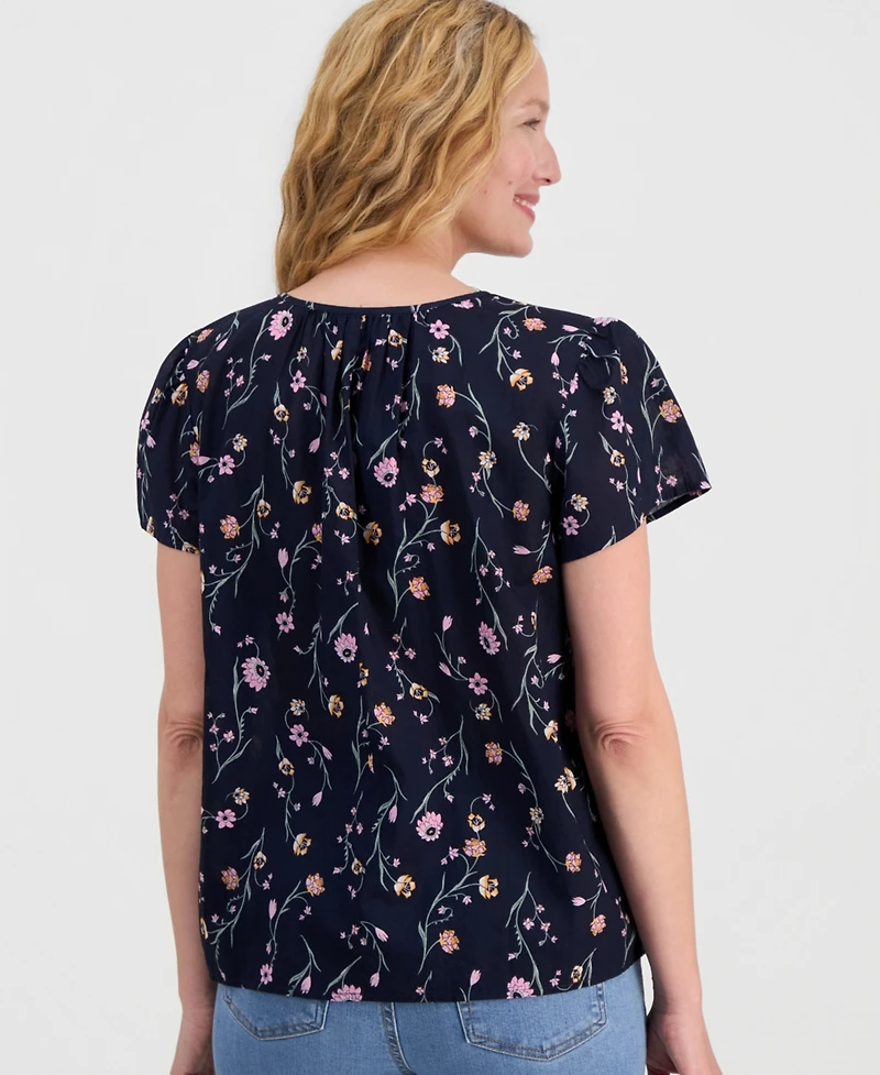Style & Co Petite Cotton Flutter-Sleeve Top, Macy's Exclusive