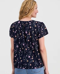 Style & Co Petite Cotton Flutter-Sleeve Top, Macy's Exclusive