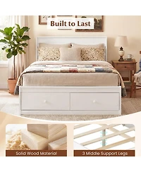 Slickblue Wooden Full Bed Frame with Storage Drawers Platform Design