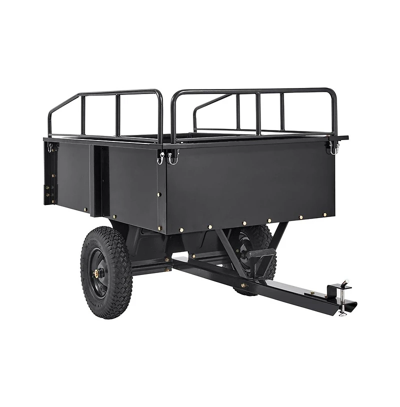 Sugift 750 lb Atv Trailer 15 cu ft Steel Dump Cart for Lawn Mower