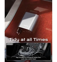 Lisen Retractable Car Charger 69W, 4-Port Fast Charging Car Adapter with Usb-c and Usb-a, Multi Device Charger for iPhone, Samsung, Tablets