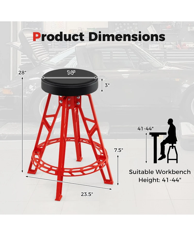 Sugift Heavy Duty Aluminum Garage Bar Chair with Swivel Seat