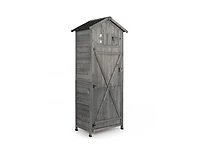 sumyeg 70 Inch Tall Garden Tool Storage Cabinet with Lockable Doors and Foldable Table