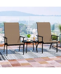 Slickblue Outdoor Adirondack Chair with High Back Metal Frame Coffee