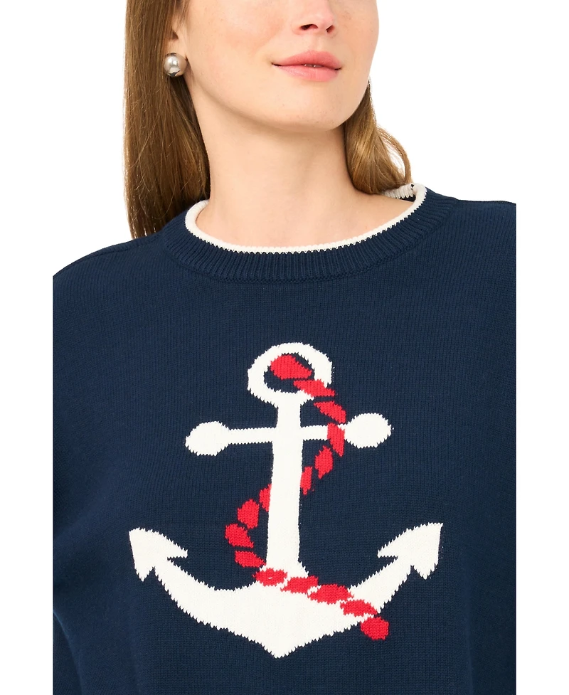 Vince Camuto Women's Anchor Motif Crewneck Sweater