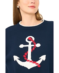 Vince Camuto Women's Anchor Motif Crewneck Sweater