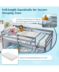 Slickblue Low Floor Twin Over Full Bunk Bed Frame for Kids, Space Saving Bedroom Solution