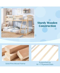 Slickblue Low Floor Twin Over Full Bunk Bed Frame for Kids, Space Saving Bedroom Solution