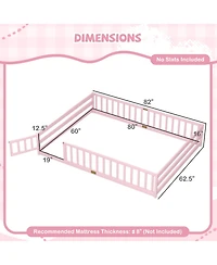 Slickblue Kids Floor Bed Frame with Full Length Guardrails, Montessori Style Safe Sleeping
