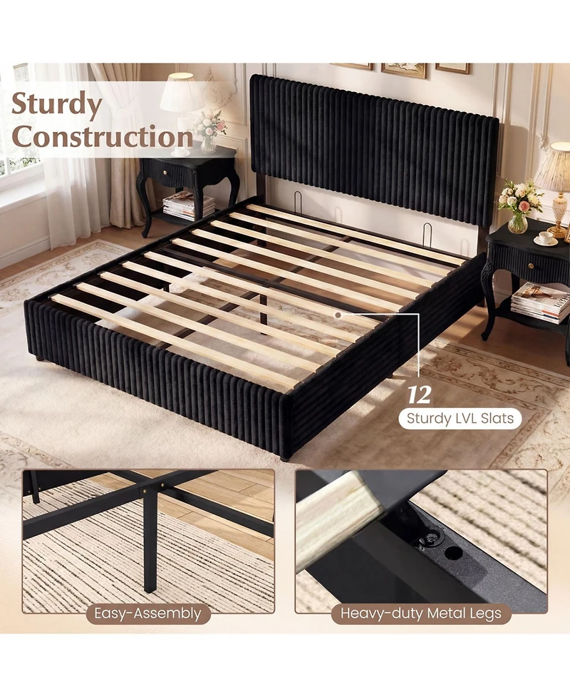 Slickblue Queen Lift Up Storage Bed with Wooden Slat Support