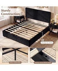 Slickblue Queen Lift Up Storage Bed with Wooden Slat Support
