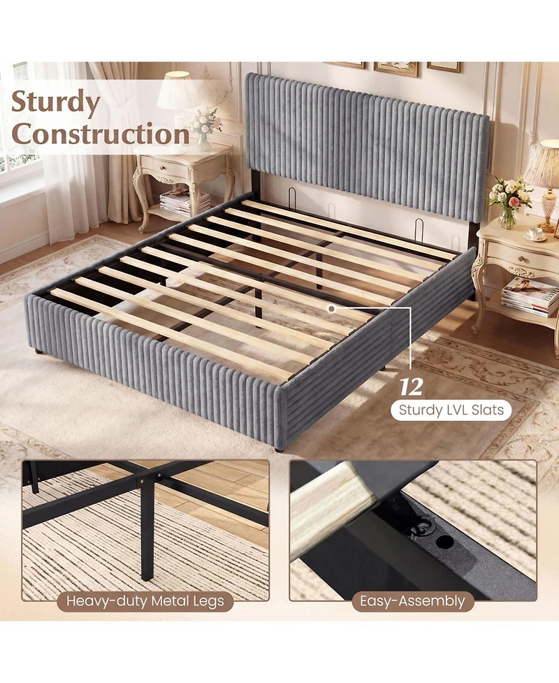 Slickblue Queen Lift Up Storage Bed with Wooden Slat Support