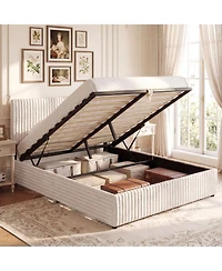 Slickblue Queen Lift Up Storage Bed with Wooden Slat Support