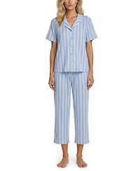 Flora by Nikrooz Women's Gabbie Notch Collar Shirt and Capri Pajama Pants, 2-Piece Set