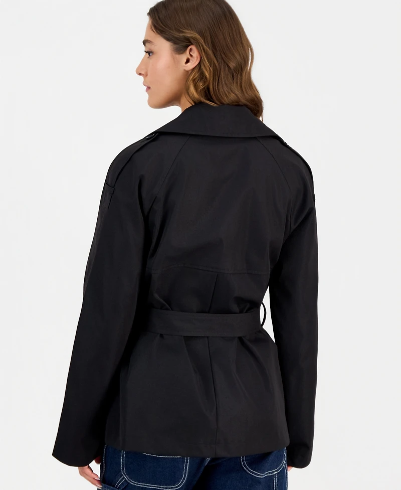 Maralyn & Me Juniors' Cropped Trench Coat, Macy's Exclusive