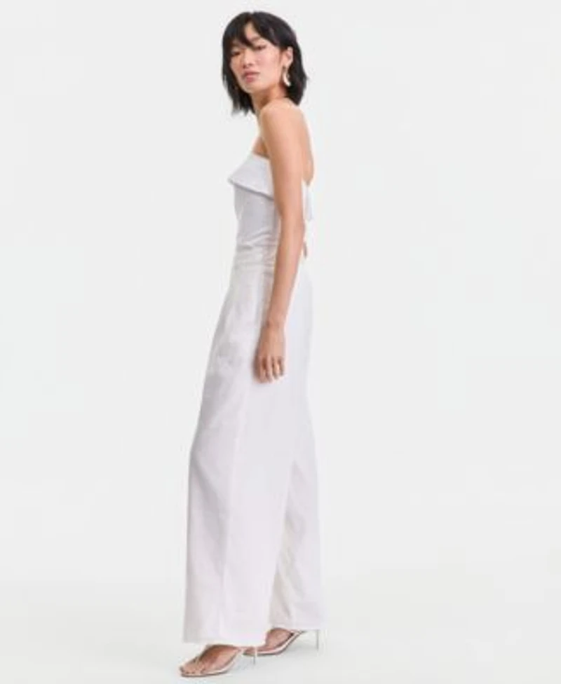 I.N.C. International Concepts Womens Linen Blend Strapless Top Wide Leg Pants Macys Exclusive