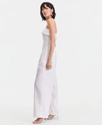 I.N.C. International Concepts Womens Linen Blend Strapless Top Wide Leg Pants Macys Exclusive