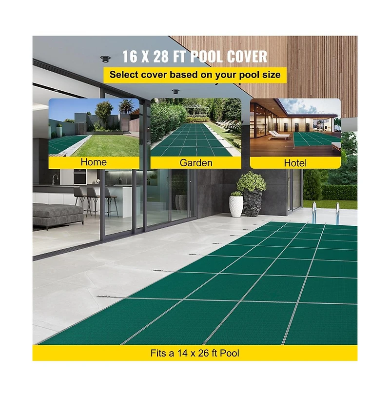 Sugift Rectangle Mesh Winter Pool Safety Cover with 12 Year Warranty