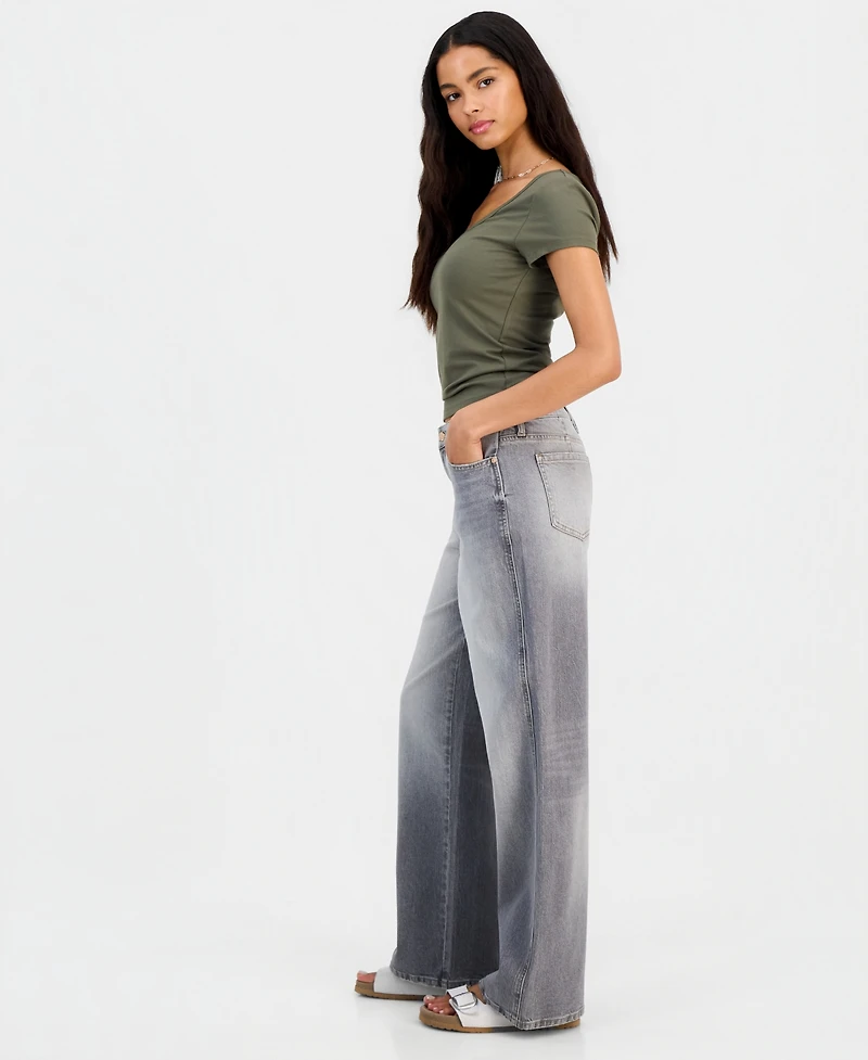 Celebrity Pink Juniors' Curvy Baggy Wide-Leg Jeans