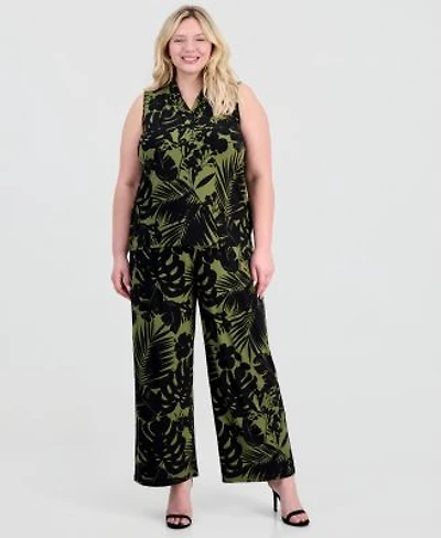 Anne Klein Plus Size Triple Pleated Top Printed Palazzo Pants