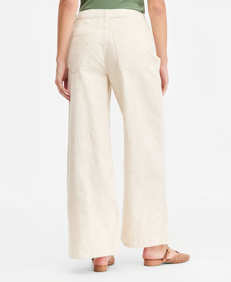 On 34th Women's High-Rise Floral Stitch Wide-Leg Jeans, Macy's Exclusive