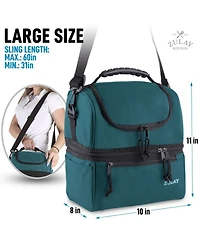 Insulated 2-Compartment Lunch Box Bag With Strap