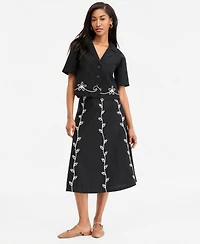 On 34th Women's Soutache Short-Sleeve Camp Shirt, Macy's Exclusive