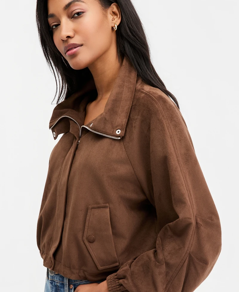 On 34th Women's Faux-Suede High Collar Utility Jacket, Macy's Exclusive