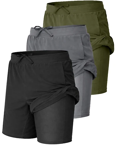 Galaxy By Harvic Men's Elastic Waist Stretch Running Shorts, 3-Pack