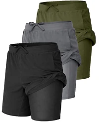 Galaxy By Harvic Men's Elastic Waist Stretch Running Shorts, 3-Pack