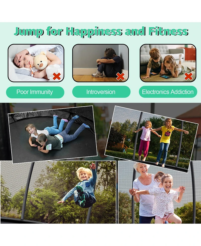 Gymax 12FT Recreational Trampoline w/ Ladder Enclosure Net Safety Pad Outdoor