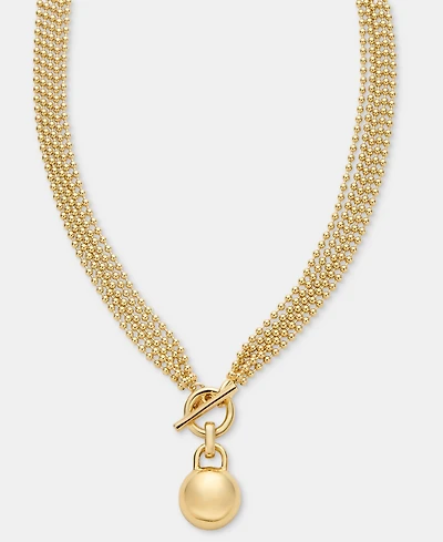Anne Klein Gold-Tone Metal Beaded Chain Dome Pendant Necklace