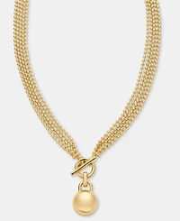 Anne Klein Gold-Tone Metal Beaded Chain Dome Pendant Necklace