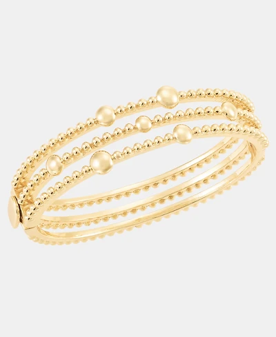 Anne Klein Gold-Tone Metal Beaded Open Hinge Bracelet