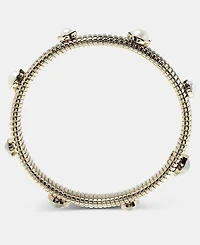 Anne Klein Gold-Tone Omega Chain Faux-Pearl Stretch Bracelet