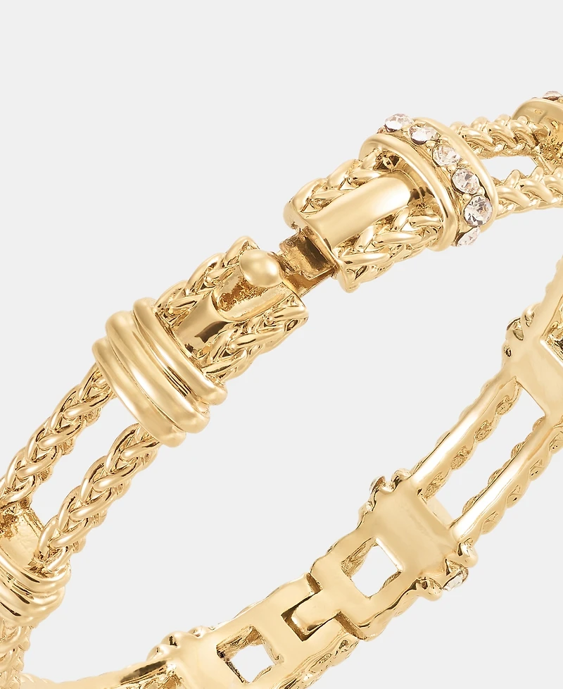 Anne Klein Gold-Tone Boxed Two-Row Braided Texture Rondel Hinge Bracelet