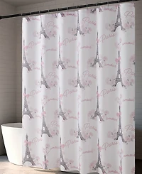 Creative Home Ideas Eiffel Tower Roses and Bows 13-Pc. Fabric Shower Curtain Set