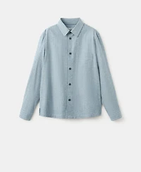 Mango Men's Linen-And-Cotton-Blend Striped Shirt