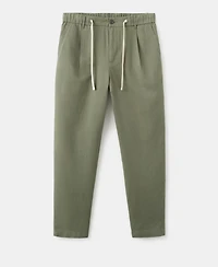 Mango Men's Slim-Fit Cropped Cotton-Linen Pants