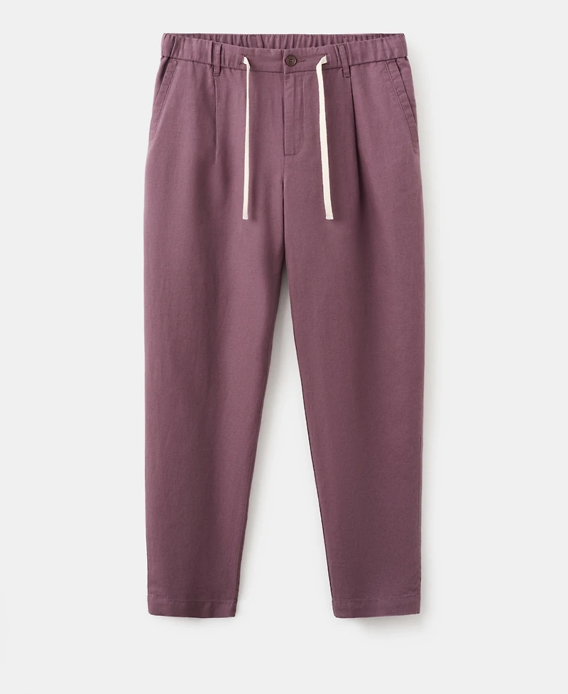 Mango Men's Slim-Fit Cropped Cotton-Linen Pants