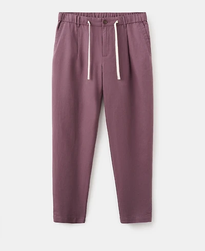 Mango Men's Slim-Fit Cropped Cotton-Linen Pants
