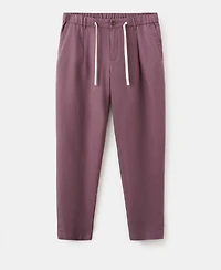 Mango Men's Slim-Fit Cropped Cotton-Linen Pants
