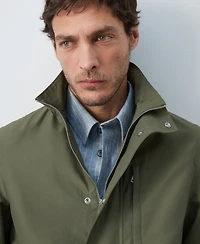 Mango Men's Detachable Hood Water-Repellent Bomber Jacket
