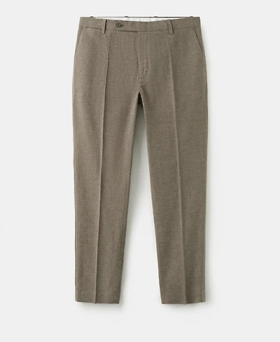 Mango Men's Regular-Fit Houndstooth Linen-Blend Pants