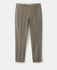 Mango Men's Regular-Fit Houndstooth Linen-Blend Pants